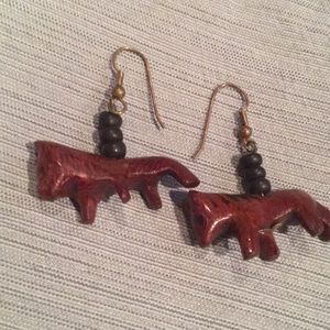 Wooden animal earrings